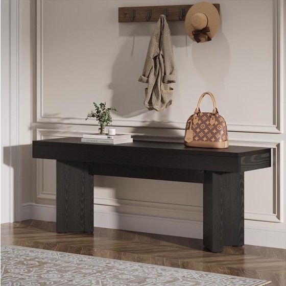 Tribesigns 47" Wooden Entryway Bench, Farmhouse Indoor End of Bed Bench, Long Table Benches Seat for Bedroom, Hallway, Foyer, End of Bed