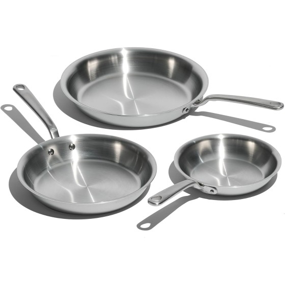 Made In Cookware - 3-Piece (Includes 8",10",12") Stainless Frying Pan Set - 5 Ply Stainless Clad - Professional Cookware - Crafted in USA - Induction Compatible